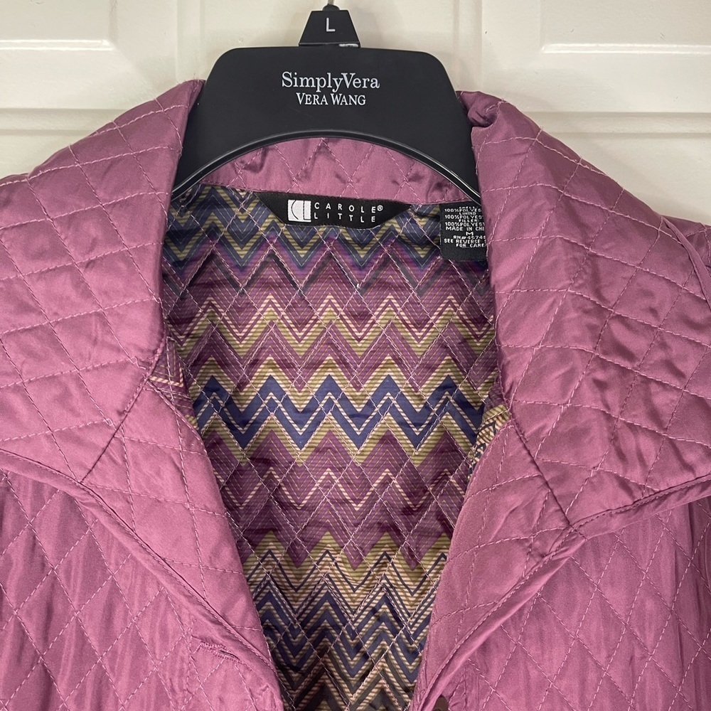 Carole Little purple quilted jacket with pattern on the inside. - Picture 6 of 6